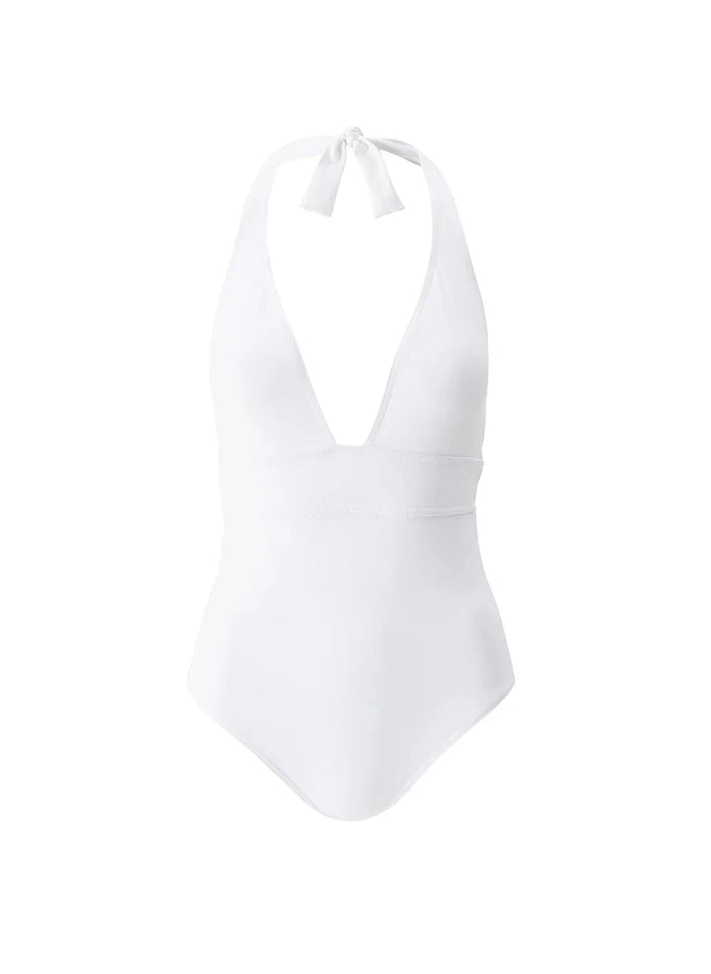 One-Piece Melissa Odabash Andros Halter V Neck One Piece White Apoella