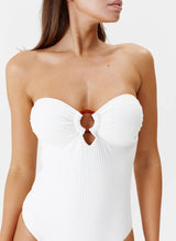 One-Piece Melissa Odabash Barbuda Bandeau Ring One-Piece Ivory Ribbed Apoella