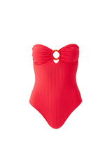 One-Piece Melissa Odabash Cozumel Bandeau Ring One Piece Red Ribbed Apoella