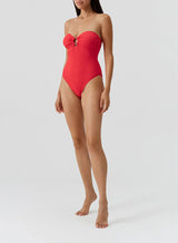 One-Piece Melissa Odabash Cozumel Bandeau Ring One Piece Red Ribbed Apoella