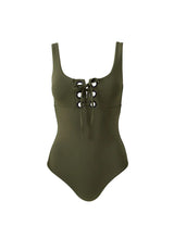 One-Piece Melissa Odabash London Lace Up One Piece Olive Apoella