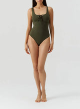 One-Piece Melissa Odabash London Lace Up One Piece Olive Apoella