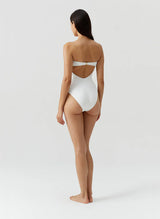 One-Piece Melissa Odabash Lucca Bandeau Cut Out One Piece Cream Ribbed Apoella
