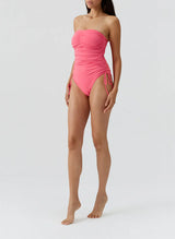 One-Piece Melissa Odabash Sydney Bandeau Ruched One Piece Coral Apoella