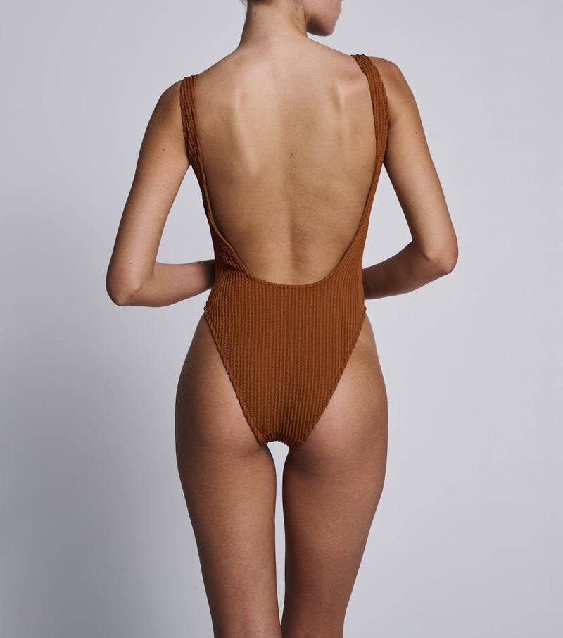 One-Piece Stefania Frangista Josie Over The Shoulder One Piece Curly Black Apoella