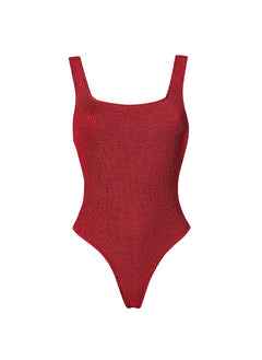 One-Piece Stefania Frangista Josie Over The Shoulder One Piece Seersucker Metallic Red Apoella