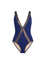 One-Piece Zeus n Dione Amorgos Graphic V Neck One-Piece Navy Blue Apoella