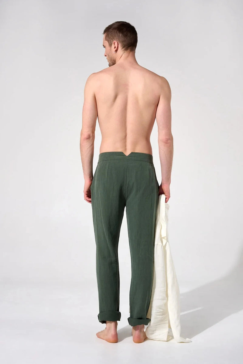 Pants Apnée Linen / Tencel Trousers Balsam Green Apoella