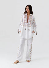 Pants Melissa Odabash Elvie Pants White/Yellow Apoella