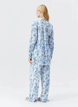 Pants Melissa Odabash Olivia Elastic Waist Straight Leg Pants Blue Leaf Apoella