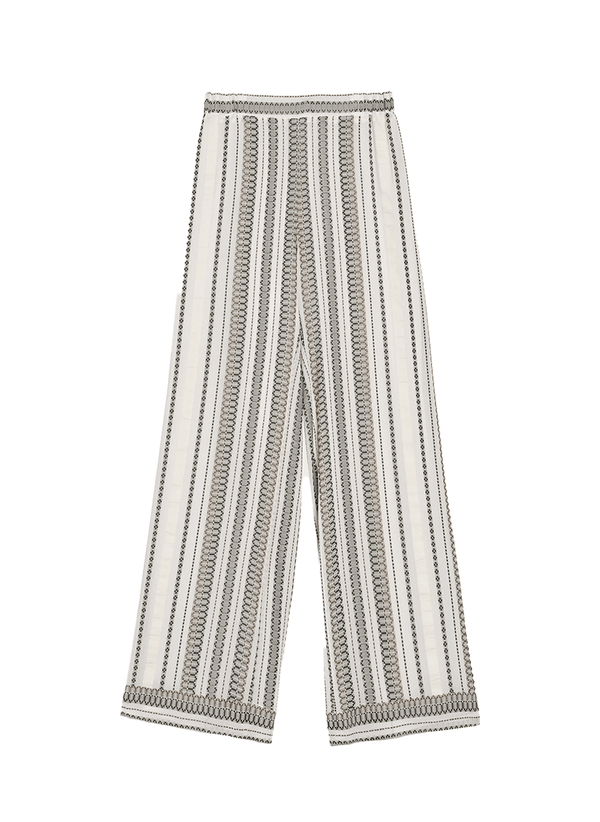 Pants Zeus n Dione Abaton Cropped Textured Silk Pants Khaki/Ivory Apoella