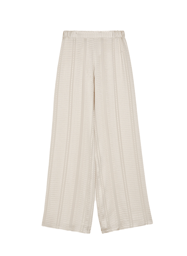 Pants Zeus n Dione Alcestes Textured Silk Wide Leg Pants Ecru Apoella