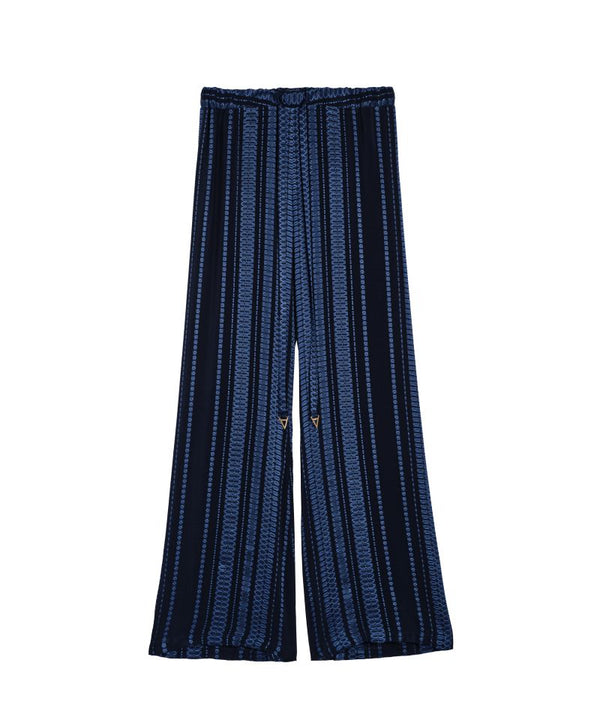 Pants Zeus n Dione Alcestes Textured Silk Wide Leg Pants Navy Blue 36 / Navy Blue Apoella