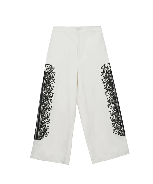 Pants Zeus n Dione Cypress Loose Embroidered Pants Ivory Apoella