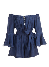 Playsuit Apoella Electra Linen Off Shoulder Playsuit Denim Apoella