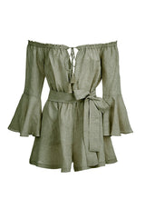 Playsuit Apoella Electra Linen Off Shoulder Playsuit Khaki Apoella
