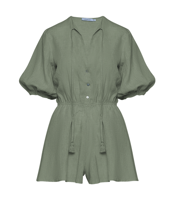 Playsuit Apoella Persephone Linen Playsuit Khaki Apoella