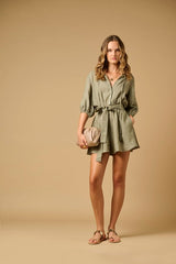 Playsuit Apoella Persephone Linen Playsuit Khaki Apoella