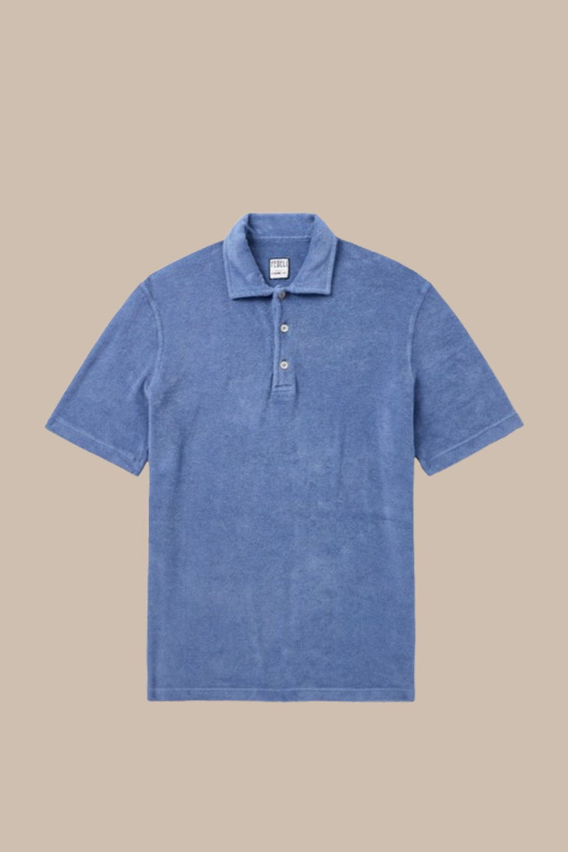 Polos Fedeli Terry Button Polo Light Blue Apoella