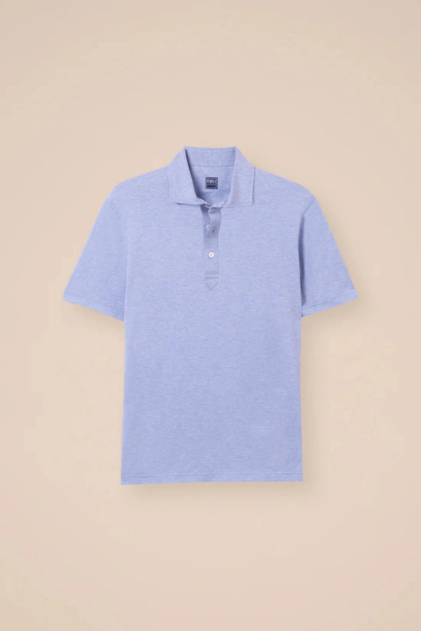 Polos Fedeli Tre Cotton Jersey Melange Polo Light Blue Apoella
