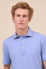 Polos Fedeli Tre Cotton Jersey Melange Polo Navy Apoella