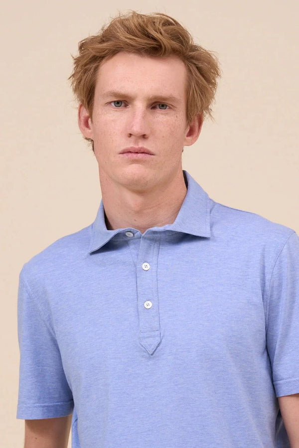 Polos Fedeli Tre Cotton Jersey Melange Polo Navy Apoella
