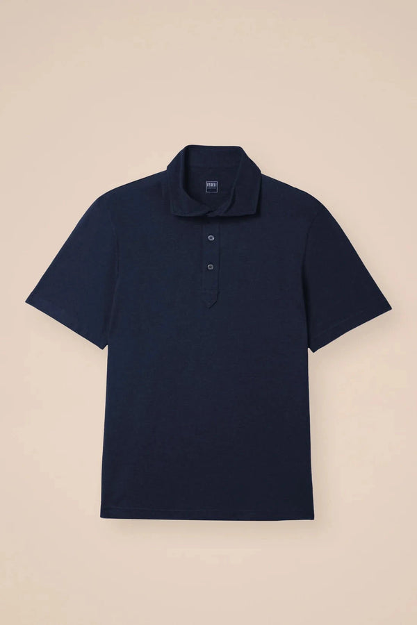 Polos Fedeli Tre Cotton Jersey Melange Polo Navy Apoella