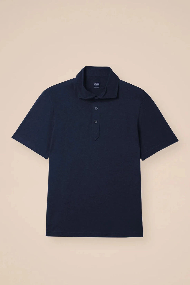 Polos Fedeli Tre Cotton Jersey Melange Polo Navy Apoella