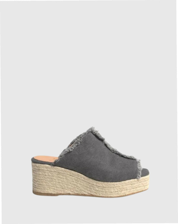 Queral Mule Wedge Espadrilles Charcoal