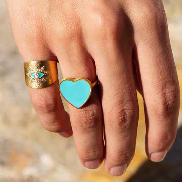 Rings Antonia Karra Valentine Ring Gold Plated Turquoise O/S / Turquoise Apoella