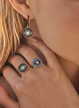 Rings ASTRA Round Evil Eye Ring Gold-Sky-Black-White O/S Apoella