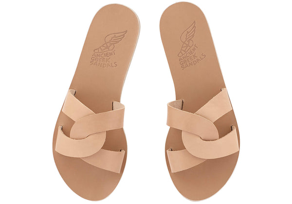 Sandals Ancient Greek Sandals Desmos Leather Slide Sandals Natural Apoella