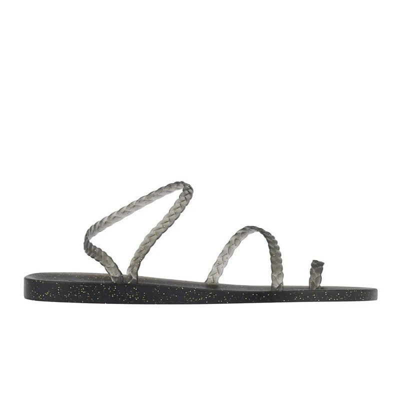Sandals Ancient Greek Sandals Eleftheria Jelly Glitter Sandals Black/Gold Apoella