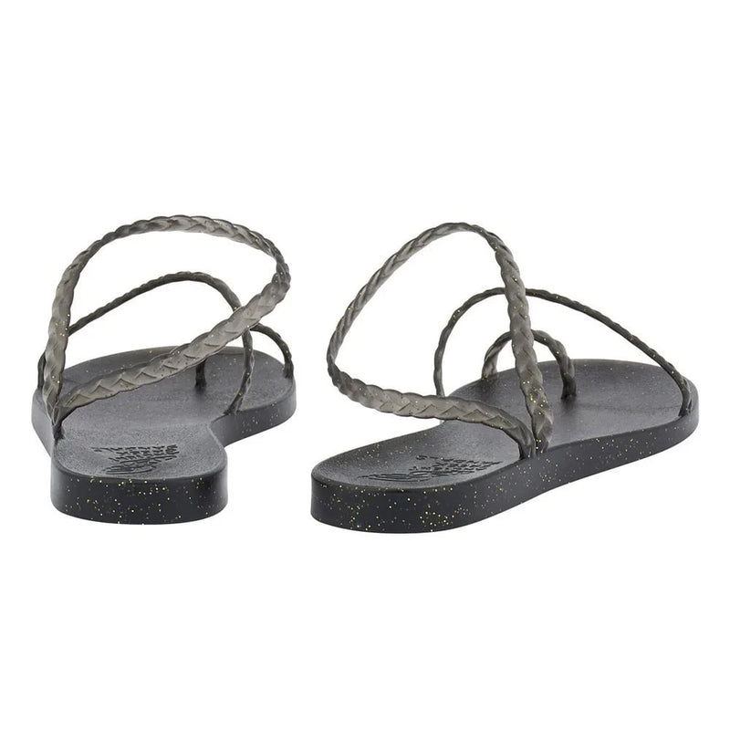 Sandals Ancient Greek Sandals Eleftheria Jelly Glitter Sandals Black/Gold Apoella