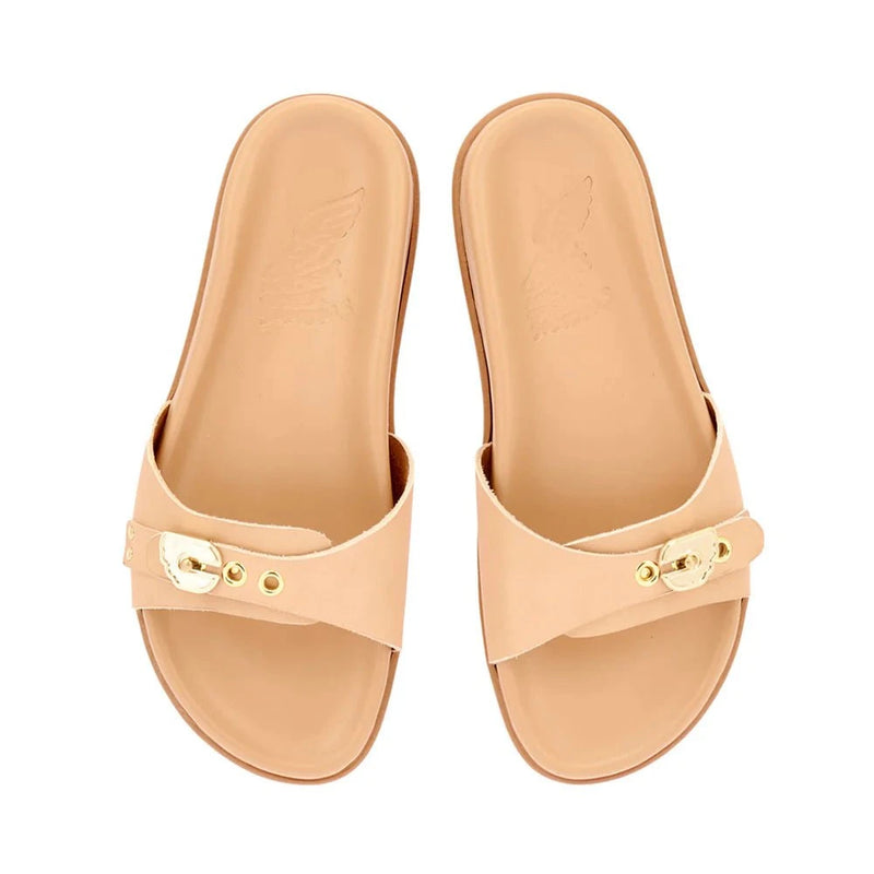 Sandals Ancient Greek Sandals Odi Buckle Slide Sandals Natural Apoella