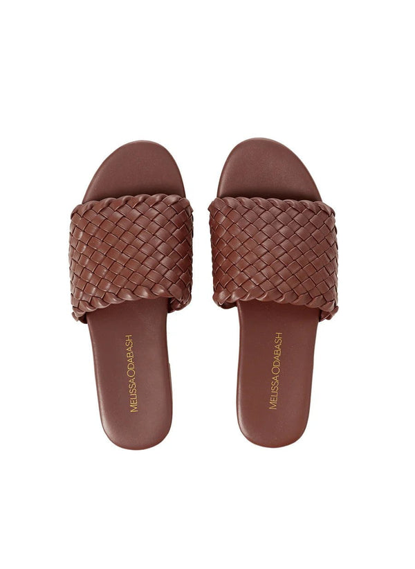 Sandals Melissa Odabash Woven Slider Dark Tan Apoella