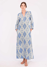 Sapphire Long Sleeve Tunic Blue Ikat