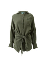 Sara Tie Front Short Shirtdress Olive