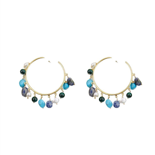 - Sea Dream Hoop Earrings Gold Pl Pearls/corals/turquoise O/S Apoella