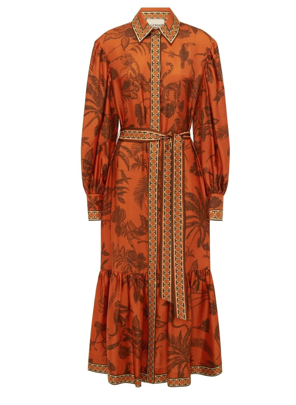 brightside frilled midi dress Monkey Dance Silk Shirtdress Rust – APOELLA