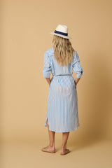 Shirtdress Apoella Kallia Midi Shirtdress Sky/Yellow Stripes Apoella