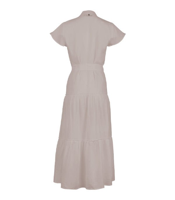 Shirtdress Apoella Milla Long Ruffle Shirtdress Beige Apoella