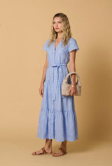 Shirtdress APOELLA Milla Long Ruffle Shirtdress Sky Apoella