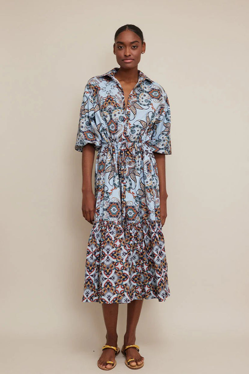 Hutton Shirtdress Blue Vintage Paisley – APOELLA
