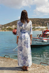 Shirtdress Evi Grintela Valerie Long MS Long Shirtdress Blue/White Corals Apoella