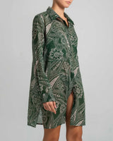 Shirtdress Stefania Frangista Palmira Short Shirtdress Paisley Green Apoella