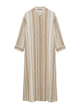Shirtdress Zeus+Dione Maira Long Textured Silk Shirtdress Ivory/Tan 38 / Tan Apoella