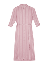 Shirtdress Zeus n Dione Maira Long Textured Silk Shirtdress Pink Apoella