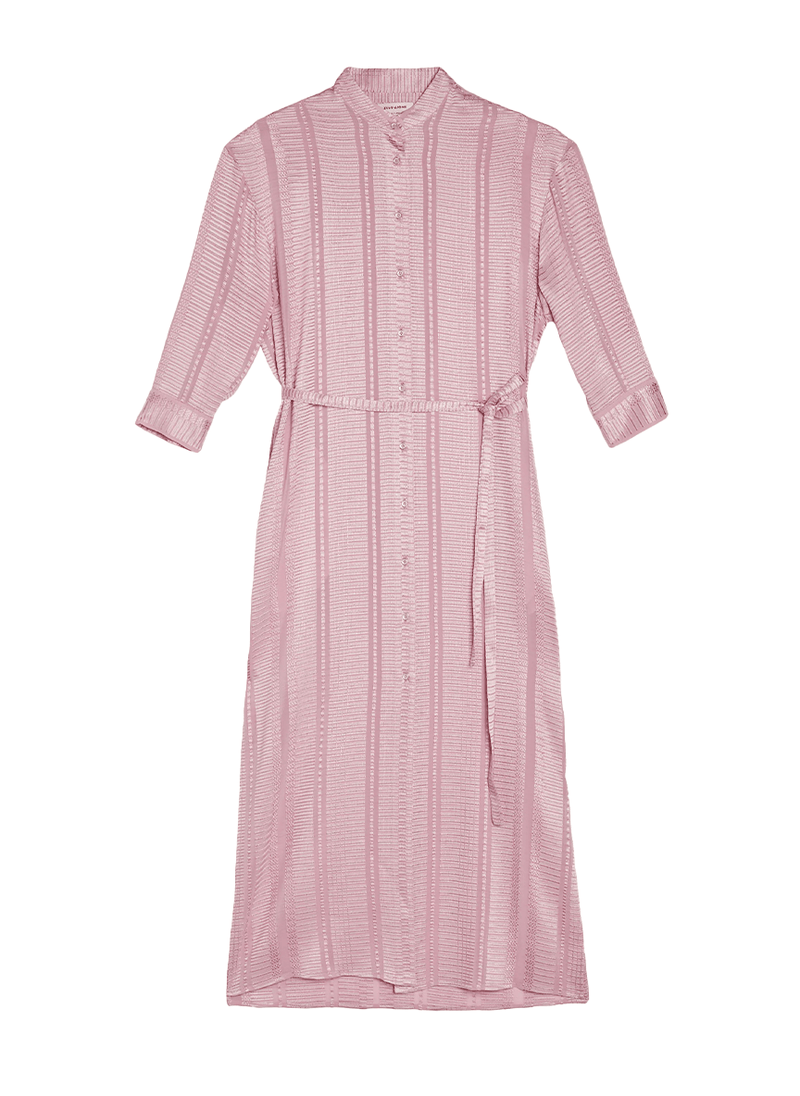 Shirtdress Zeus n Dione Maira Long Textured Silk Shirtdress Pink Apoella