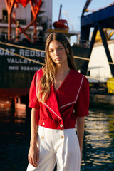 Shirts Ancient Kallos Desis Embroidered Sailor Shirt Red Apoella